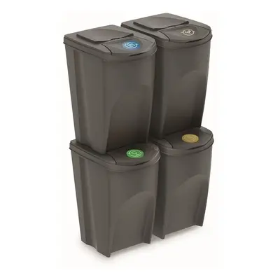 Set košů na tříděný odpad, 4 x 35 l, šedá