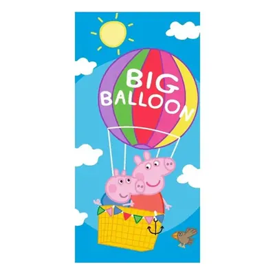 Bavlněná plážová osuška Prasátka Pepina a Tomík v balónu - Peppa Pig - 100% bavlna - 70 x 140 cm