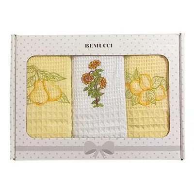 Vesna | Set vaflových utěrek v krabičce SUNFLOWER+FRUITS 40x60 cm 3 kusy