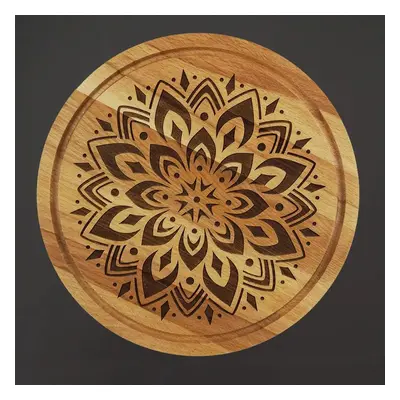 AMADEA Dřevěné servírovací prkénko - podnos mandala, masivní dřevo, 30 cm