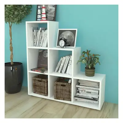 vidaXL 242552 Marketos Staircase Bookcase/Display Shelf 107 cm White