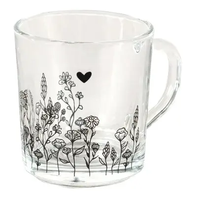 Skleněný hrneček s květinami Flora And Fauna - Ø 8*11*9 cm / 250 ml