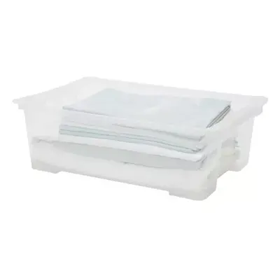 Rotho Univerzální úložný box, krabice s víkem, EVO, transparent - 58x39x32, 30l