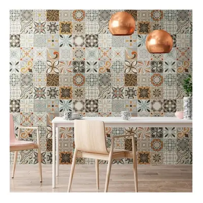 Sada 30 nástěnných samolepek Ambiance Wall Decal Cement Tiles Bali, 15 x 15 cm