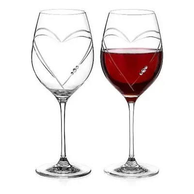 Diamante Swarovski Sklenice na víno Hearts 470 ml, 2 ks