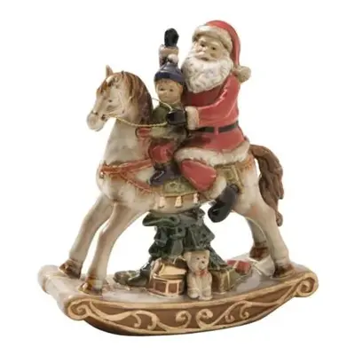 Porcelánový kůň se Santa Clausem 25cm BRANDANI