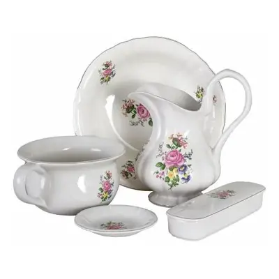 Zámecký mycí set s malovaným porcelánem samostatný komplet 7 dílů