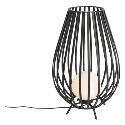 Designová stojací lampa černá s opálem 70 cm IP44 - Angela