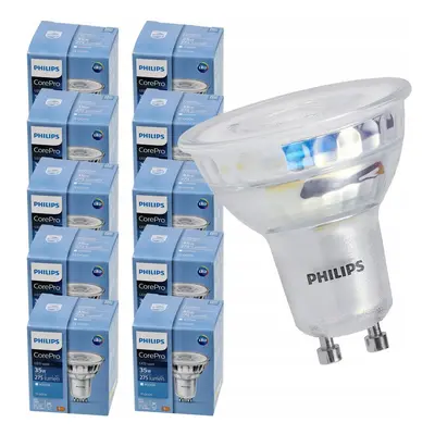 10x LED žárovka Philips GU10 - 3,5W - 275Lm 36° - neutrální bílá 4000K - CorePro Premium - SET