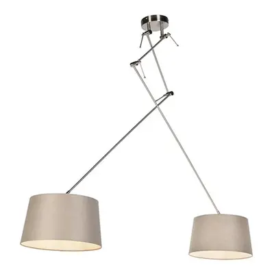 Závěsná lampa s plátěnými odstíny taupe 35 cm - ocel Blitz II