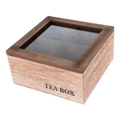 Dřevěný box na čajové sáčky TEA, 16 x 16 x 8 cm