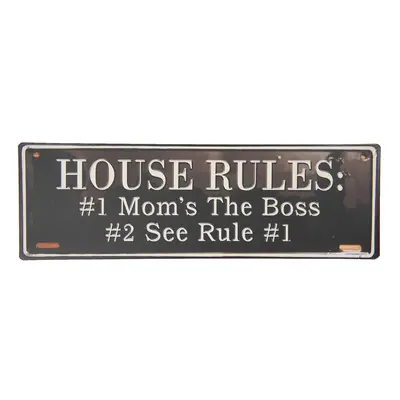 Nástěnná plechová cedule House rules - 39*13 cm