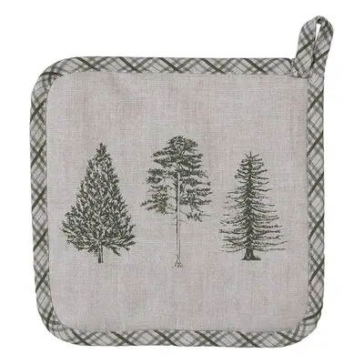 Béžová bavlněná chňapka - podložka se stromky Natural Pine Trees - 20*20 cm