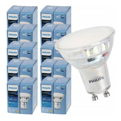 10x LED žárovka Philips GU10 - 4,9W - 550Lm - teplá bílá 3000K - Premium