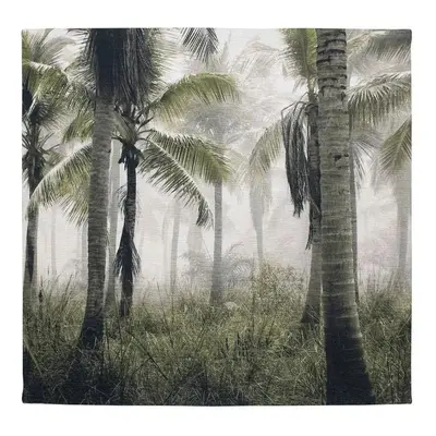 Nástěnný sametový panel s palmami Palm green - 45*45*1cm