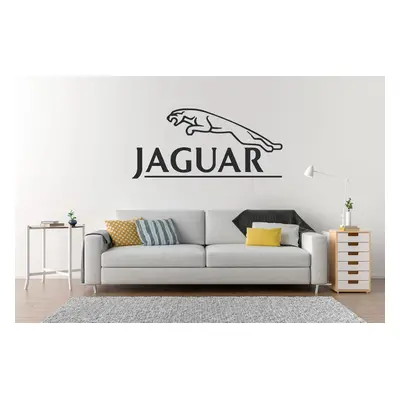 Lepy.cz Samolepka na zeď Jaguar - Logo Velikost (šířka x výška): 70x32cm, Barevná varianta: Bílá