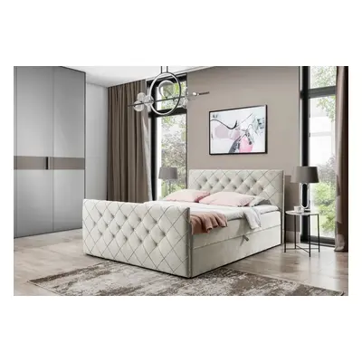 Expedo Čalouněná postel boxspring MATRAGI + vrchní matrace, 140x200, velutto 1 (bezowy)