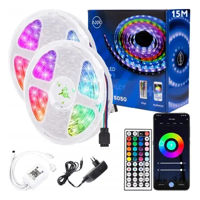 BERGE LED pásek RGB 15m Bluetooth + dálkové ovládání