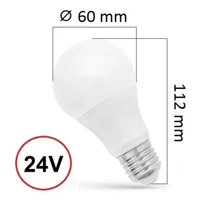 LED žárovka E27 10W 1050lm 24V AC/DC, teplá, ekvivalent 75W