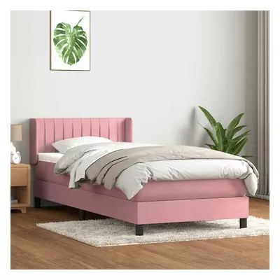 Box spring postel s matrací růžová 80x220 cm samet