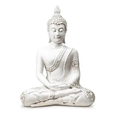 Milujeme Kameny Meditující Buddha - soška Feng Shui - bílá