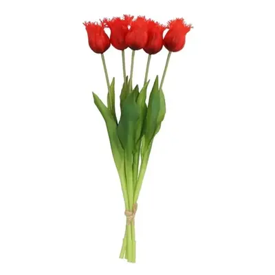 Kytice 5ks červených realistických tulipánů Tulips Papagayo - 46 cm