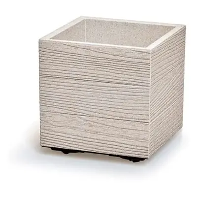 PROSPERPLAST Květináč - MADERA SQUARE Eco Wood Rozměr: 38,5x38,5x37 cm, Barva: bílá