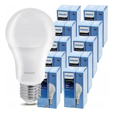 10x LED žárovka Philips E27 - 10W - 1055 lm - teplá bílá 2700K - CorePro Premium A60 - Set