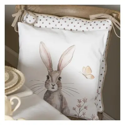 Bavlněný podsedák s výplní s motivem králíka Rustic Easter Bunny - 40*40 cm