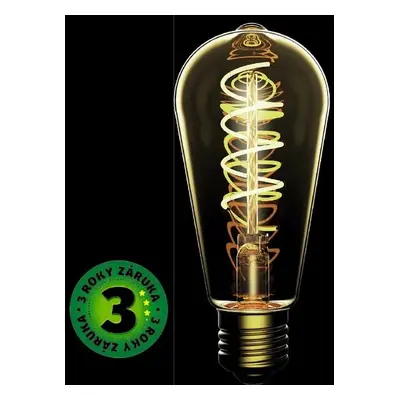 Prémiová designová retro LED žárovka E27 4,5W 400lm EXTRA TEPLÁ ST58 ekv. 35W 3 roky