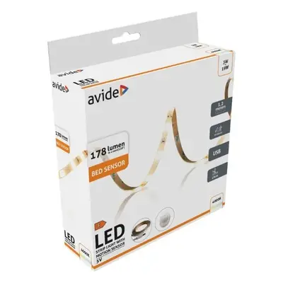 Set: voděodolný LED pásek 4,7W 185lm, denní, 1m s vypínačem a USB