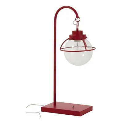 Červená kovová stolní retro lampa s patinou Ball Hang - 33*23*70 cm