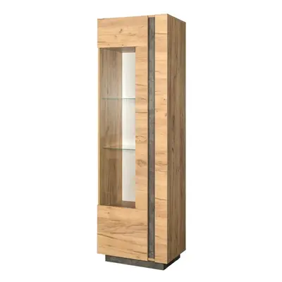 Casarredo Vitrína 1W ARCHI dub kraft zlatý/tmavý kámen