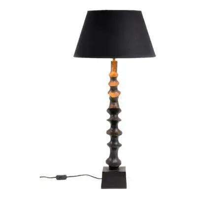 Vysoká art deco lampa z uměleckého bronzu s černo-zlatým širmem 92cm