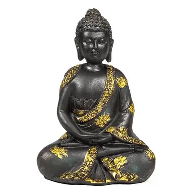 Milujeme Kameny Meditující Buddha - soška Feng Shui - černo-zlatá - malá