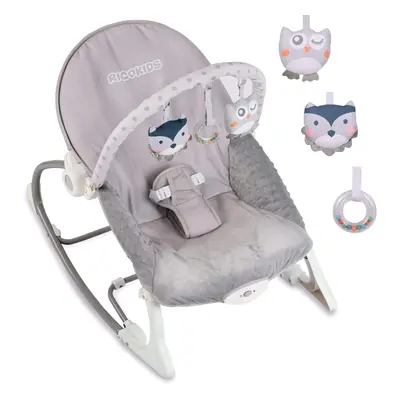 Ricokids Houpací vibrační křesílko/lehátko Grey Owl