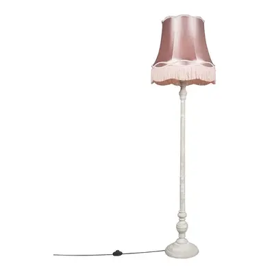 Retro stojací lampa šedá s růžovým odstínem Granny - Classico