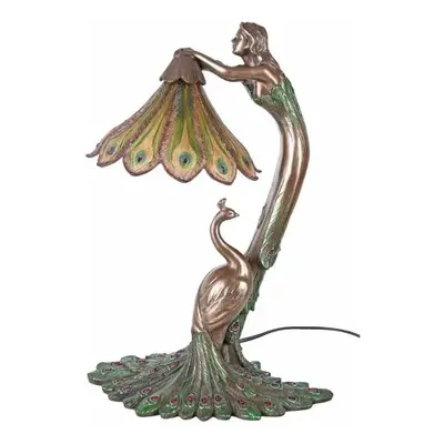 Luxusní stolní Paví lampa Art Nouveau v secesním stylu 45cm