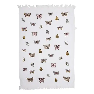 Bílý froté kuchyňský ručník s motýlky Butterfly Paradise - 40*66 cm