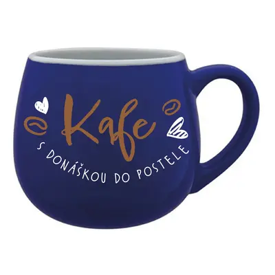 KAFE S DONÁŠKOU DO POSTELE - modrý keramický hrníček 300 ml