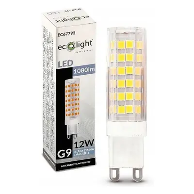 ECOLIGHT LED žárovka G9 - 12W - 1080lm - 6500k - studená bílá