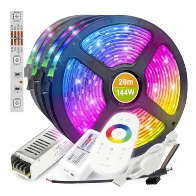 BERGE LED pásek RGB 20m + dálkové ovládání + napájecí zdroj