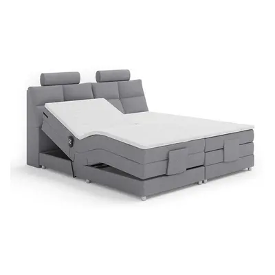 Elektrická polohovací postel, boxspring, šedá, 160x200, POLERMA NEW