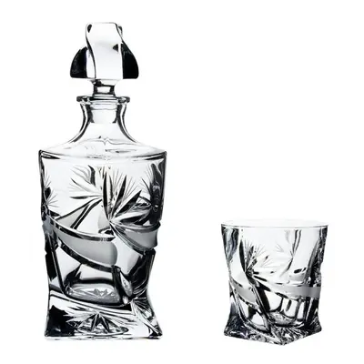 Onte Crystal Bohemia Crystal ručně broušený křišťálový whisky set Quadro Mašle 1+2