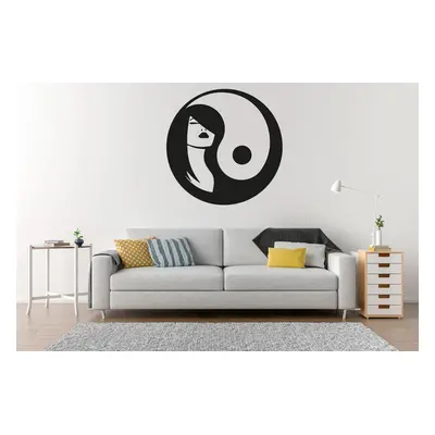 Lepy.cz Samolepka na zeď Žena Yin a Yang Velikost (šířka x výška): 60x60cm, Barevná varianta: Če