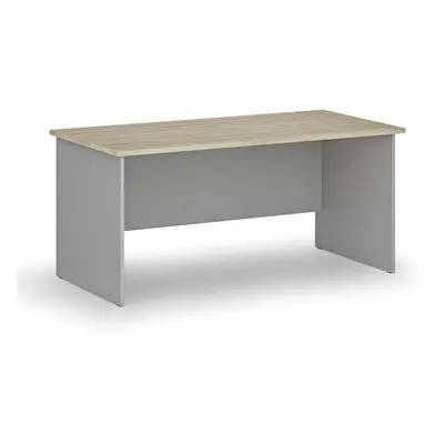 Kancelářský psací stůl rovný PRIMO GRAY, 1600 x 800 mm, šedá/dub přírodní