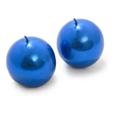 Sada 2 svíček koule CANDLE BALL BLUE 4,5 cm modrá