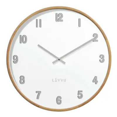 LAVVU Světlé dřevěné bílé hodiny LAVVU FADE LCT4060