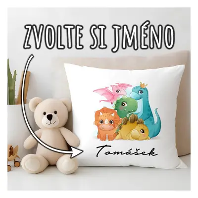 Ahome Polštář Dinosaurus se jménem 37 x 37 cm