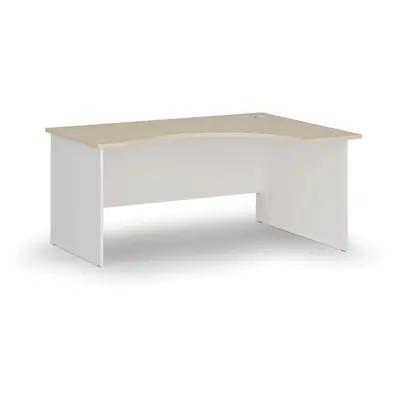 Ergonomický kancelářský pracovní stůl PRIMO WHITE, 1600 x 1200 mm, pravý, bílá/bříza